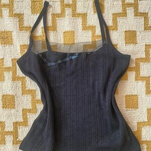 90s Silk Beaded Ribbed Tank